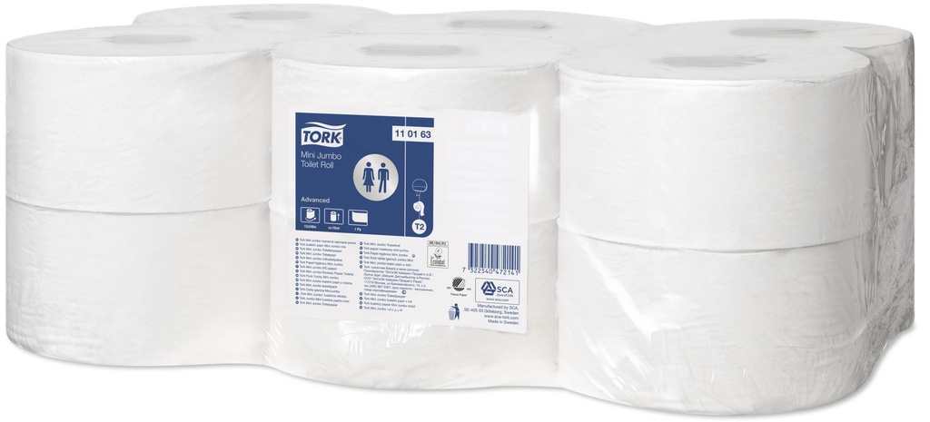 TORK Advanced Toilet paper Mini Jumbo Roll, 1-ply