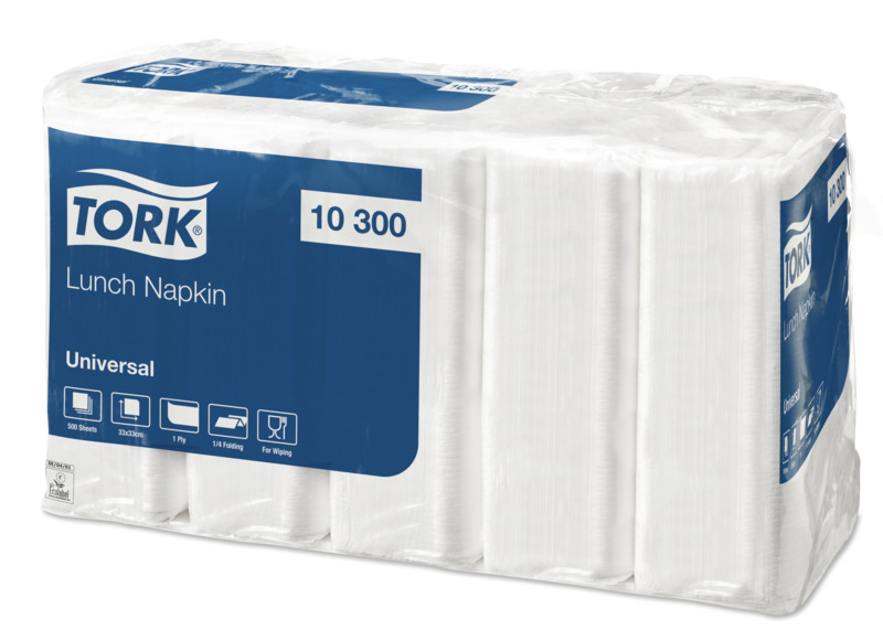 TORK Lunch napkin white 33x33cm 1-ply 1/4 fold