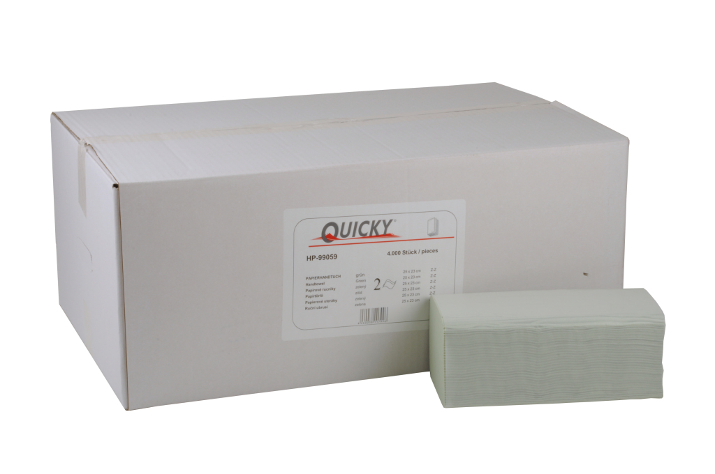 QUICKY Papierhandtücher, grün, 2-lagig, Z-Z-Falz, 24 x 22cm