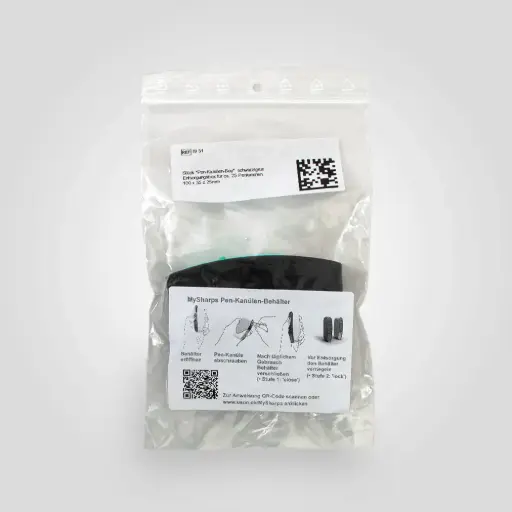 [20633-01] MYSHARPS Penkanülen-Boy, schwarz, mit grünem Deckel
