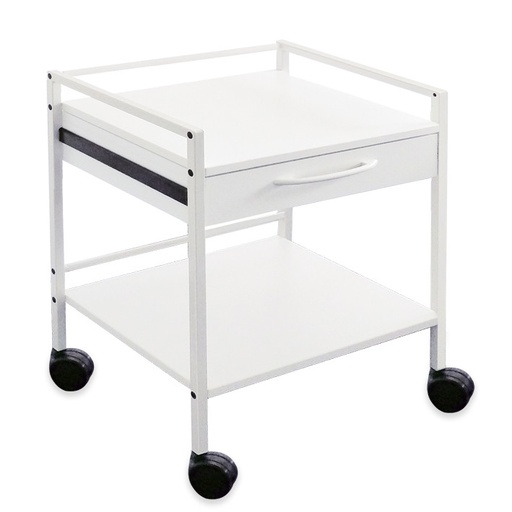 [10808-01] MEGRO Multi-purpose trolley with 1 drawer powder coated grey-white