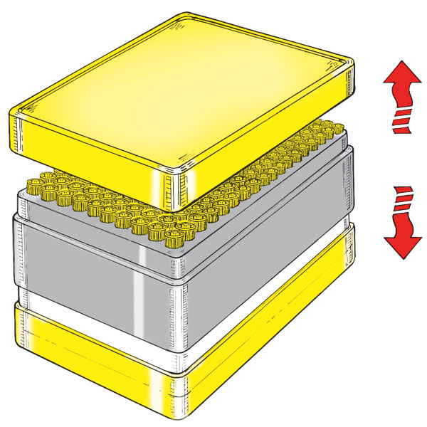 SERVOPRAX Pipette tips in storage rack with lid,  blue 200 - 100 µl