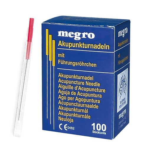 [14200-01] MEGRO Acupuncture needles B3 with plastic handle, 0.16 x 30 mm