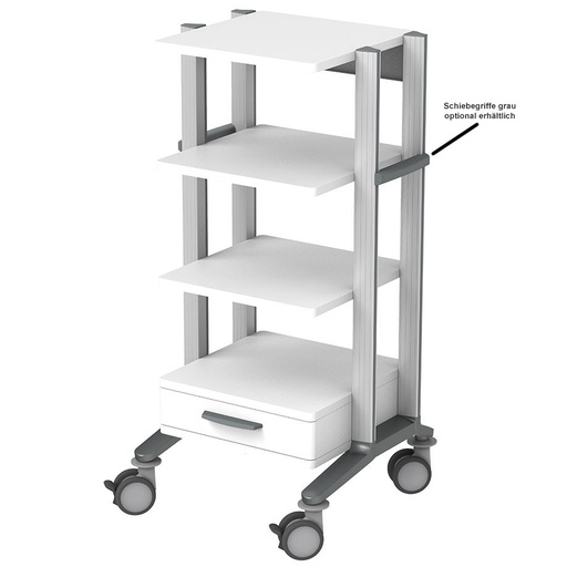[22402-01] HAEBERLE doppio 60 Gerätewagen mit 4 Ablageplatten und 1 Schublade weiß
