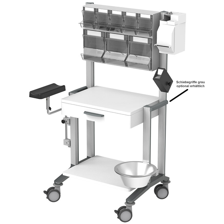 HAEBERLE doppio 60 Injektionswagen mit PicBox-Plus, Schublade und 2 Ablageplatten weiß