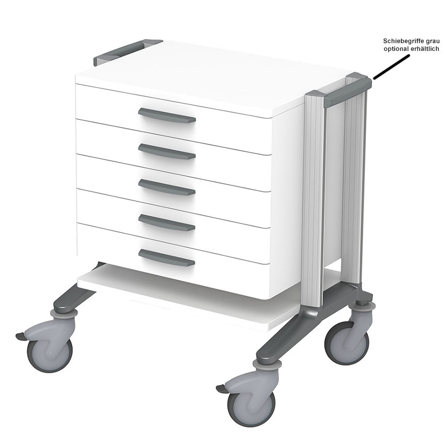 HAEBERLE doppio 60 Anaesthesia trolley with 2 shelves and 5 drawers white