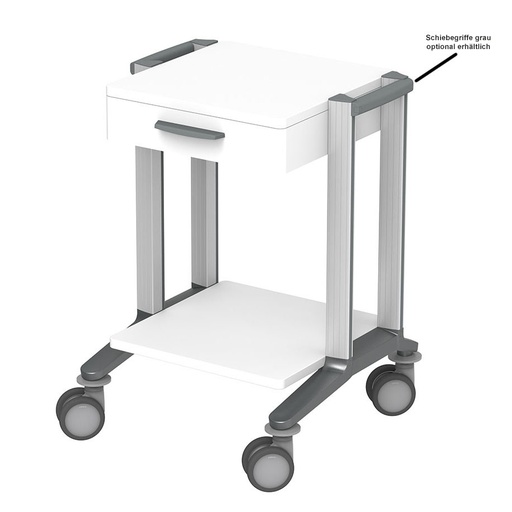 [22405-01] HAEBERLE doppio 45 Basiswagen mit 2 Ablageplatten und 1 Schublade weiß