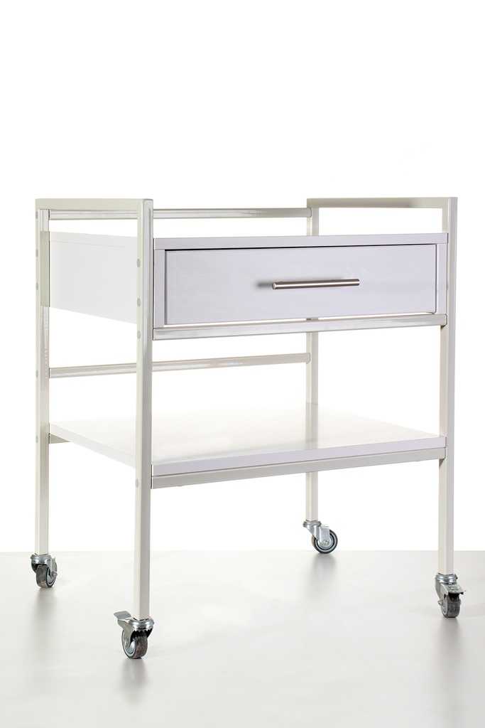 MEDDAX Multi-purpose trolley with 1 drawer powder coated grey-white