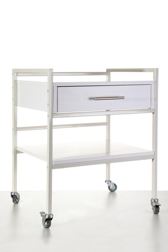 [22463-01] MEDDAX Multi-purpose trolley with 1 drawer powder coated grey-white
