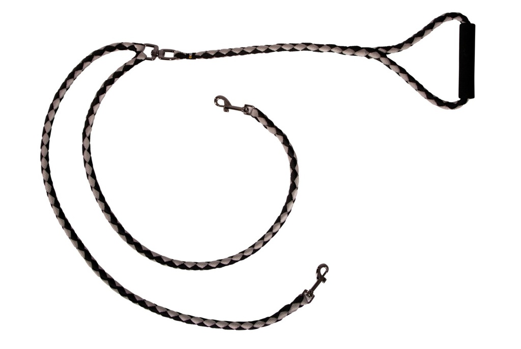 KERBL Doppelleine schwarz / grau 140 cm x 12 mm
