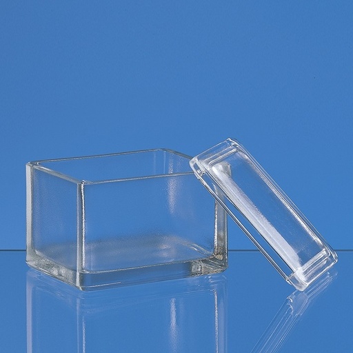 [24462-01] BRAND-MERZ Färbetrog, Natron-Kalk-Glas, mit Deckel 105 x 85 x 70 mm