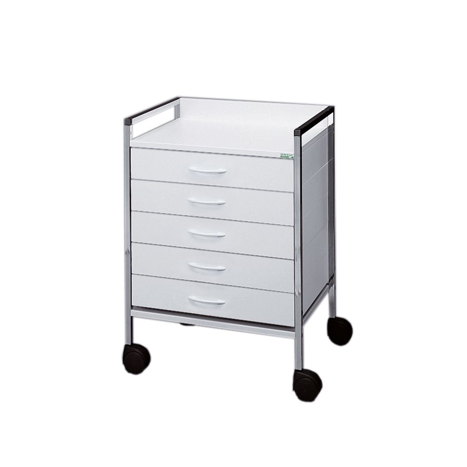 VARIOCAR 60 Basiswagen, 833mm hoch, mit 5 Schubladen, weiß