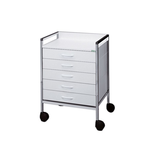 [27326-01] VARIOCAR 60 Basiswagen, 833mm hoch, mit 5 Schubladen, weiß