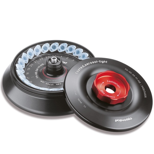 [13338-01] EPPENDORF Festwinkelrotor FA-45-24-11-HS aerosoldicht, komplett mit Deckel