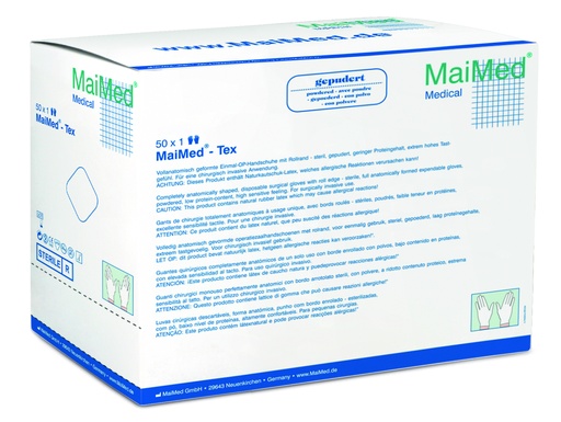 MAIMED Tex Latex, mikrogeraut, leicht gepudert, steril