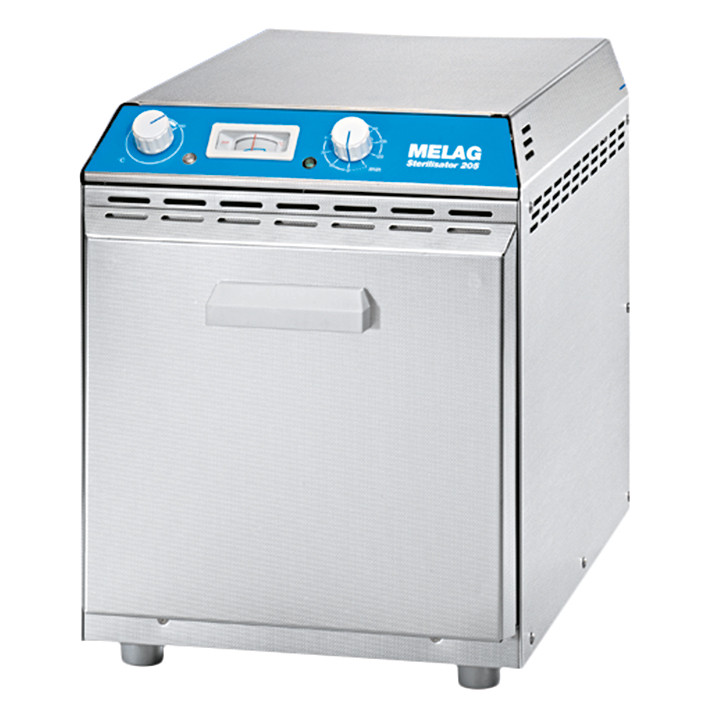 MELAG Hot air sterilizer 205 with holder for 3 cassettes or 3 trays