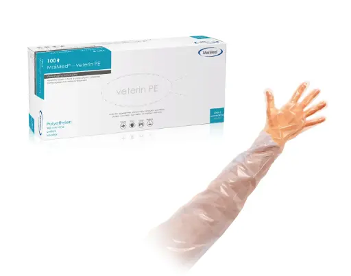 [10215-01] MAIMED veterin PE PF Veterinärhandschuh 900mm, 100 Stück