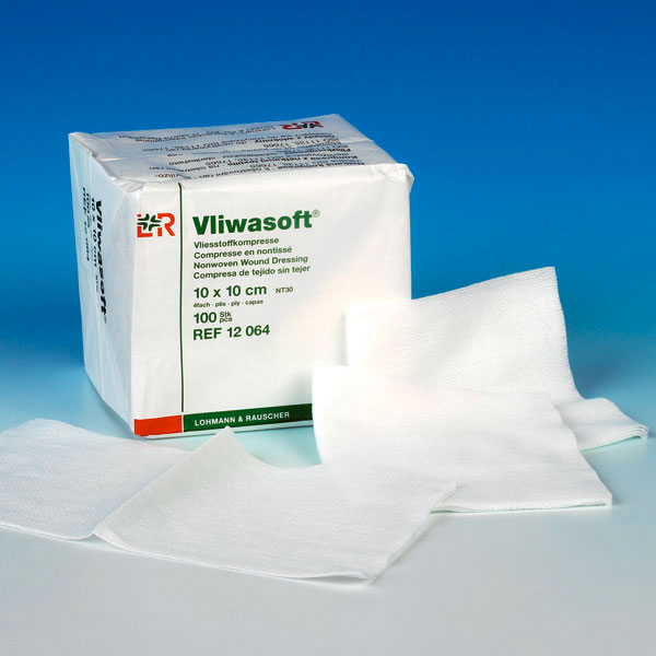 LOHMANN & RAUSCHER Vliwasoft Vliesstoffkompressen unsteril, 4-lagig,
